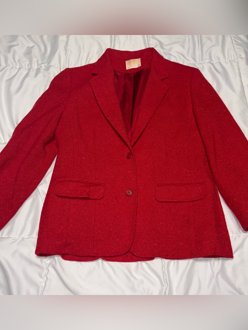 VINTAGE PENDLETON Red Tweed Wool Blazer Yellow Tag Made in USA